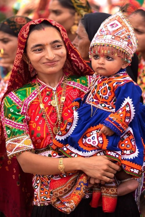 rabari tribe and tribal costumes in the desert of Kutch Gujarat